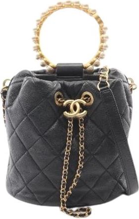 Chanel Pre-owned Matelasse Leather 2way Shoulder Bag - Dames - Vintage Tas - Zwart - ONE Size - Leer - Vintage