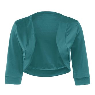 Generic Stylish Plus Size Coat Womens Summer Cardigan 3/4 Sleeve Cropped Jacket for Everyday Wear and Outdoor Activities (Green, XXL)