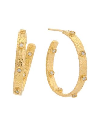 Meshmerise 18K Over Silver 0.20 Ct. Tw. Diamond Hammered Hoops