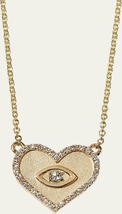 Sydney Evan Yellow Gold Small Heart Necklace with Marquise Eye