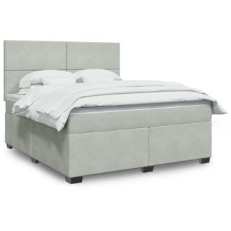 vidaXL Vidaxl - Cama Box Spring Con Colch&oacute;n Terciopelo Gris Claro 180x200 Cm