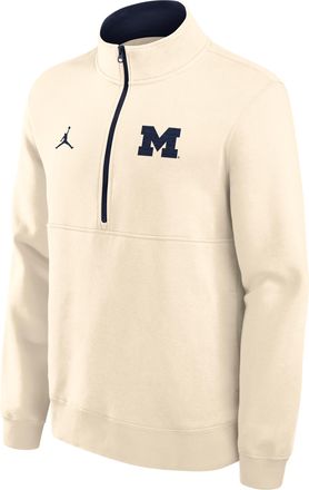 Nike Jordan Mens Michigan Primetime Primary Logo Jordan Brand College 1/2-Zip Crew in Brown | 0JJW0C38MWN-G24