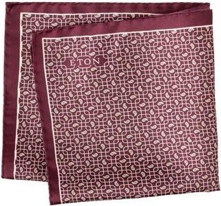 Eton Paisley Petal Grid Silk Pocket Square in Medium Red at Nordstrom Rack