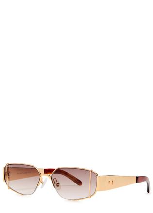 For Arts Sake For Arts Sake Talia Rectangle-frame Sunglasses - Gold - One Size