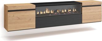 Skraut Home Skraut Home - Mueble Tv, Televisi&oacute;n, Muebles De Sal&oacute;n, Almacenaje, 200x45x35cm, Para Tv Hasta 80, Chimenea El&eacute;ctrica, Colgado, Suspendido, Estilo Mode