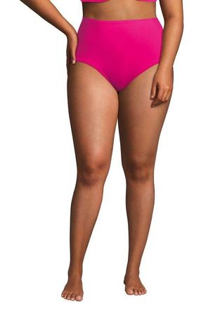 Lands End Sculpting Suit Chlorine Resistant Targeted Control Retro High Waisted Bikini Swim Bottoms in Prism Pink at Nordstrom, Size 20W