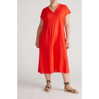 Universal Standard Louvre Tie Back Maxi Dress in Shoreline Sunset Red at Nordstrom, Size Xl
