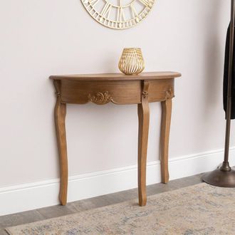 Melody Maison Wooden Half Moon Console Table - Pays Du Bois Range in Brown
