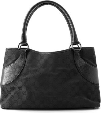 Gucci Black Canvas Leather Tote Bag (Pre-Owned)