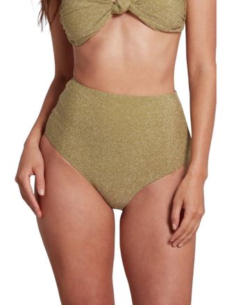 Sauipe Swimwear Claire High Waist Bikini Bottom Lurex In Green