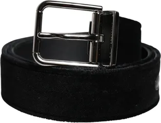 Dolce & Gabbana Mens Black Cotton Silver Tone Metal Buckle Belt Leather