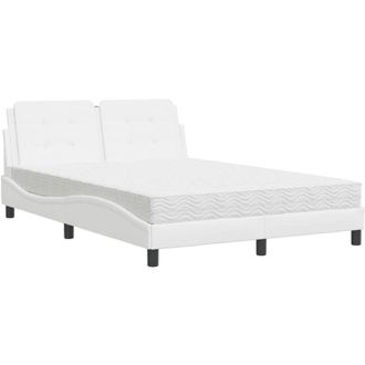 vidaXL Vidaxl - Cama Con Colch&oacute;n Cuero Sint&eacute;tico Blanco 140x200 Cm