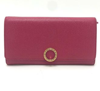 Bulgari Red Color Leather Wallet (Bi-Fold) (Pre-Owned)