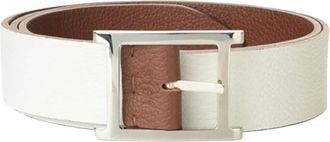 Orciani Omkeerbare leren riem met palladium gesp - Heren - Riemen - Wit - 110 CM - Accessoires