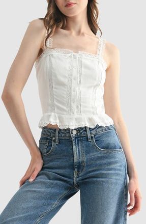 All in Favor Lace Detail Peplum Top in White at Nordstrom, Size X-Large