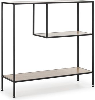 HOMN Recibidor con 2 estantes, color roble/negro