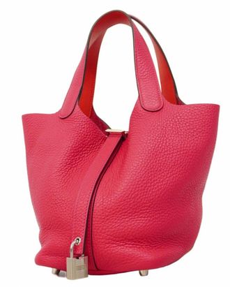 Herm&egrave;s Rose Extreme Taurillion Clemence Picotin Bag Size M