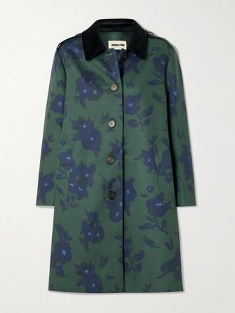 Shushu/Tong Trench Floreale Con Finiture In Velluto - Verde