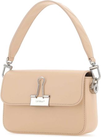 Off-white Womens Light Pink Leather Small Plain Binder Handbag Peachorange Borse A Mano Bag
