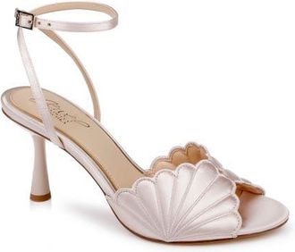 Badgley Mischka Paradise Ankle Strap Sandal in Champagne Satin at Nordstrom, Size 6.5