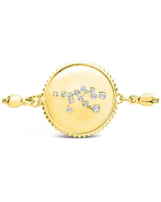 Sterling Forever 14K Over Silver Cz Virgo Disc Bolo Bracelet