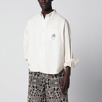 Brain Dead Camicia button-down avorio in cotone