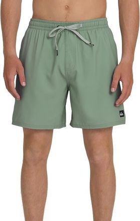 Quiksilver Everyday 17 Solid Stretch Swim Trunks in Lily Pad at Nordstrom, Size Xx-Large