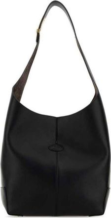 Tod's Black Leather Tod S Di Bag Folio Bucket Nero Borse A Mano