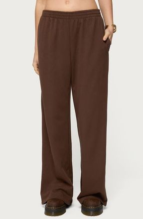 Edikted Binah Wide Leg French Terry Sweatpants in Dark-Brown at Nordstrom, Size X-Large