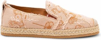 Hogan Floral-Print Frayed Espadrille