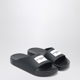 Givenchy Label Flat Mules In Black Rubber