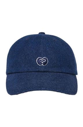 Maje Raw denim cap with logo in Marine Blue at Nordstrom