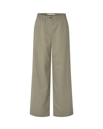 Sams&oslash;e & Sams&oslash;e Wide Leg Trousers with Elasticated Back Waistband and Slit Pockets
