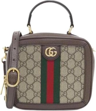 Gucci Pre-owned Ophidia Mini Bag - Dames - Vintage Mini Tas - Beige - ONE Size - Leer - Vintage