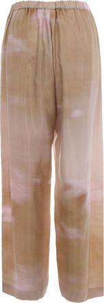 Fabiana Filippi Fluid Silk Twill Pants with Abstract Floral Print