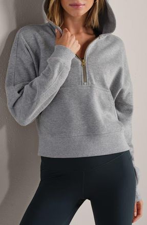 Rhone Signature Cotton Blend Rib Half Zip Hoodie in Heather Gray at Nordstrom, Size X-Large