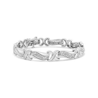 House of Brilliance Silver 1 3/4 Cttw Diamond Wave and X Link Tennis Bracelet in White at Nordstrom