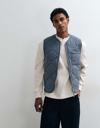 Arket gilet trapuntato con zip frontale grigio