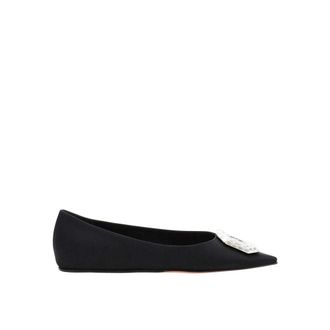 Amina Muaddi Black Silk Ballet Womens Flats