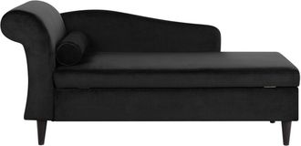 Beliani Beliani - Chaise Longue Tapizado En Terciopelo Negro Con Almacenamiento Versi&oacute;n Izquierda Luiro