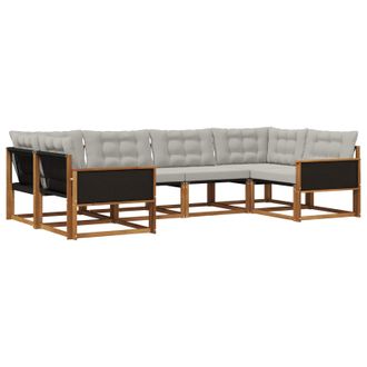 vidaXL Conjunto De Sof&aacute;s De Exterior 6 Pcs Natural Y Gris Claro Vidaxl