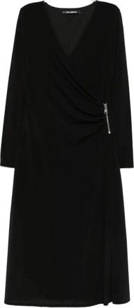 Karl Lagerfeld Jersey Fluid Zip Dress - Dames - Casual kleedjes - Zwart - M - Kleedjes