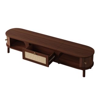 STILVORA Mueble Tv Con 2 Puertas Correderas Y 2 Cajones De Rat&aacute;n, Estilo Natural, Sal&oacute;n, En Tablero, 170&times;39,5&times;38 Cm