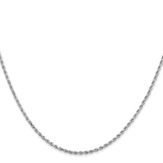 Diamond2Deal 14K White Gold 1.5mm Diamond-cut Rope Chain Necklace