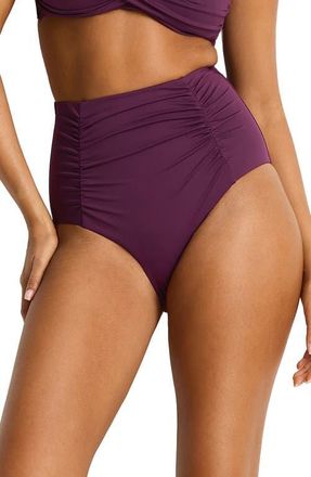 Sea Level Australia Shirred High Waist Bikini Bottoms in Claret at Nordstrom, Size 12