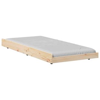 Berkfield Home Natural Bed Frame Natural Solid Pine wood 80 x 200 cm Durable in Light Tan