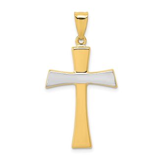 Diamond2Deal 14KRhodium Polished Cross Pendant