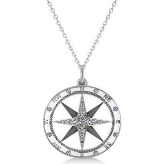 Allurez Compass Necklace Pendant Diamond Accented 14k in Diamond, White Gold at Nordstrom, Size 18
