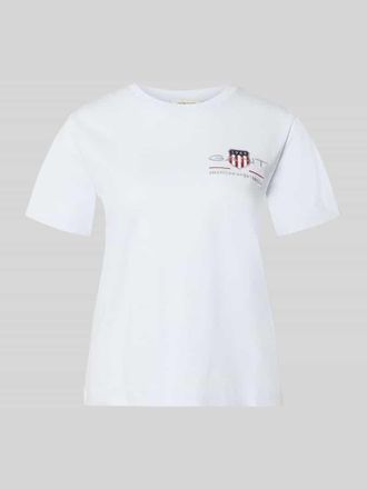 GANT T-Shirt mit Rundhalsausschnitt und Label-Stitching in Hellblau, Gr&ouml;&szlig;e XXL