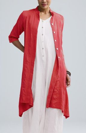 Luukaa D'Celli Vela Check-embroidered Shirt Dress in Vermillion at Nordstrom, Size 14